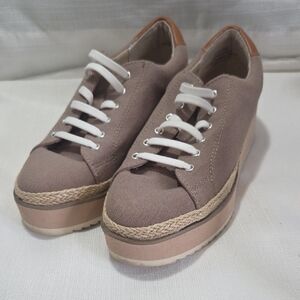 Dolce Vita Taupe Platform Sneakers Beige Size 6.5 M Tomas Textile Uppers
